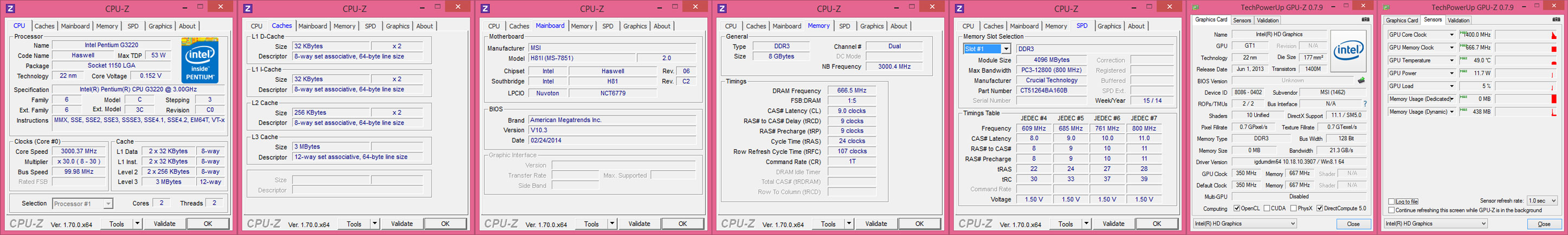 Данные выдаваемые CPU-Z и GPU-Z
