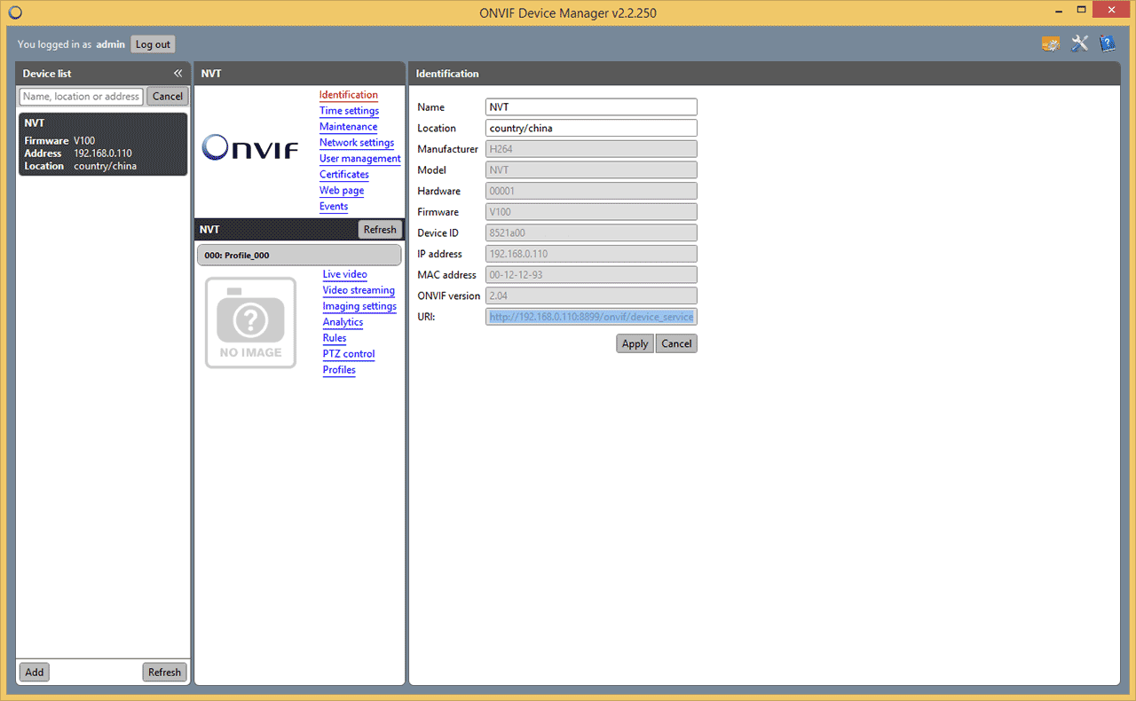 ONVIF Device Manager