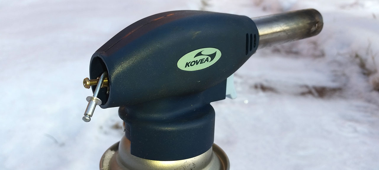 Горелка-резак Kovea FireBird с отремонтированным крутиком клапана.