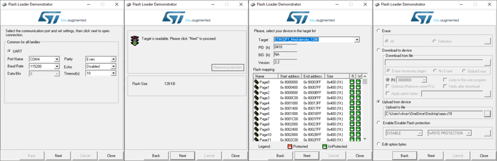 STM32, Flash Loader, FlashLoader, Flash Demonstrator, программатор, ST
